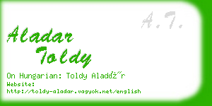 aladar toldy business card